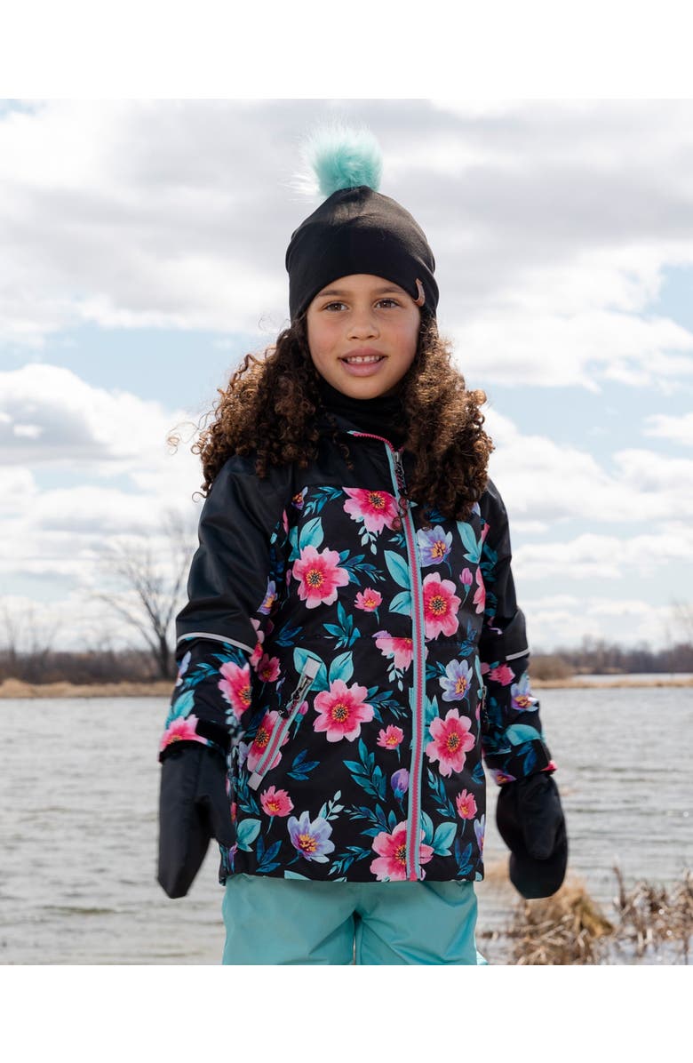 Deux par Deux Stretch Jersey Hat with Pompom, Alternate, color, Black