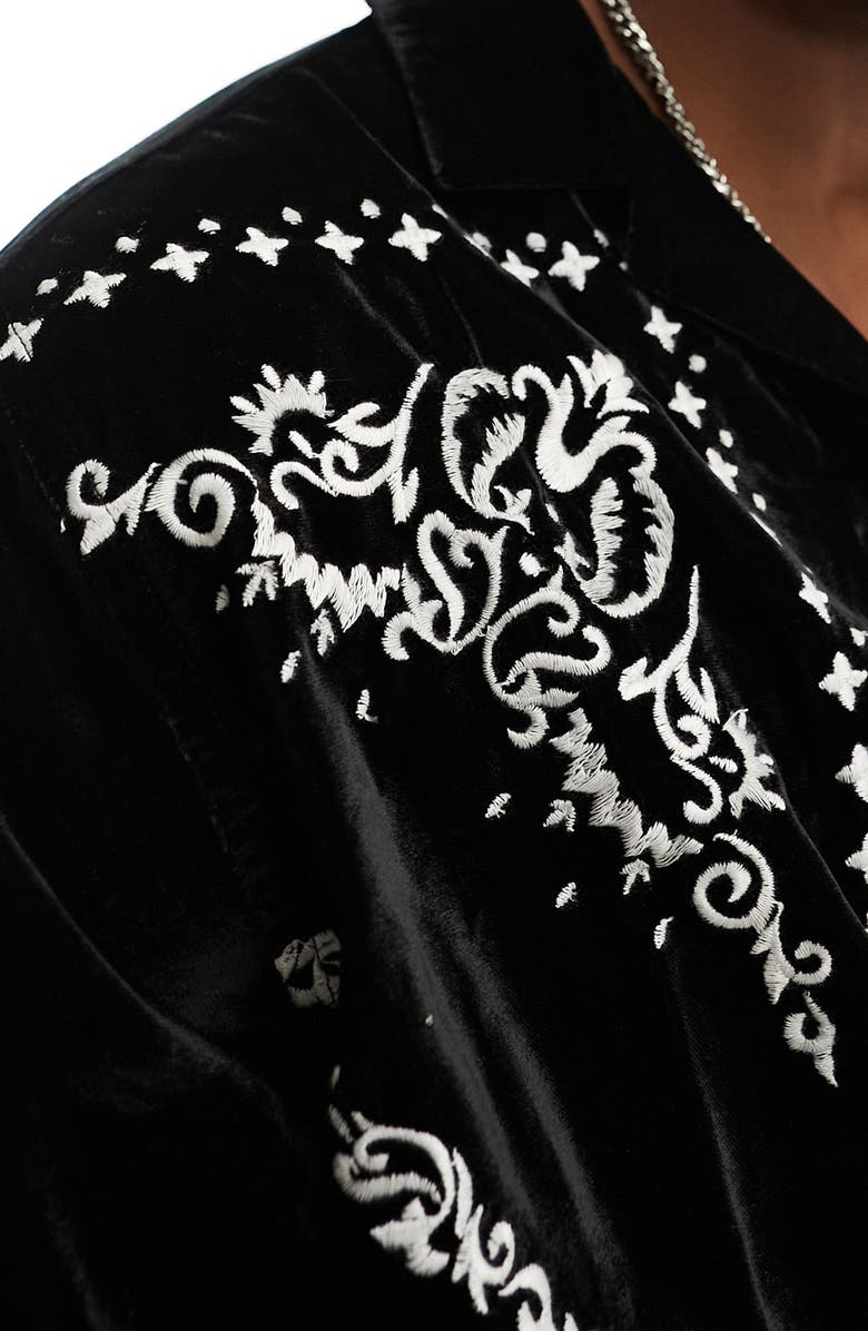 ASOS DESIGN Revere Embroidered Button-Up Shirt, Alternate, color,