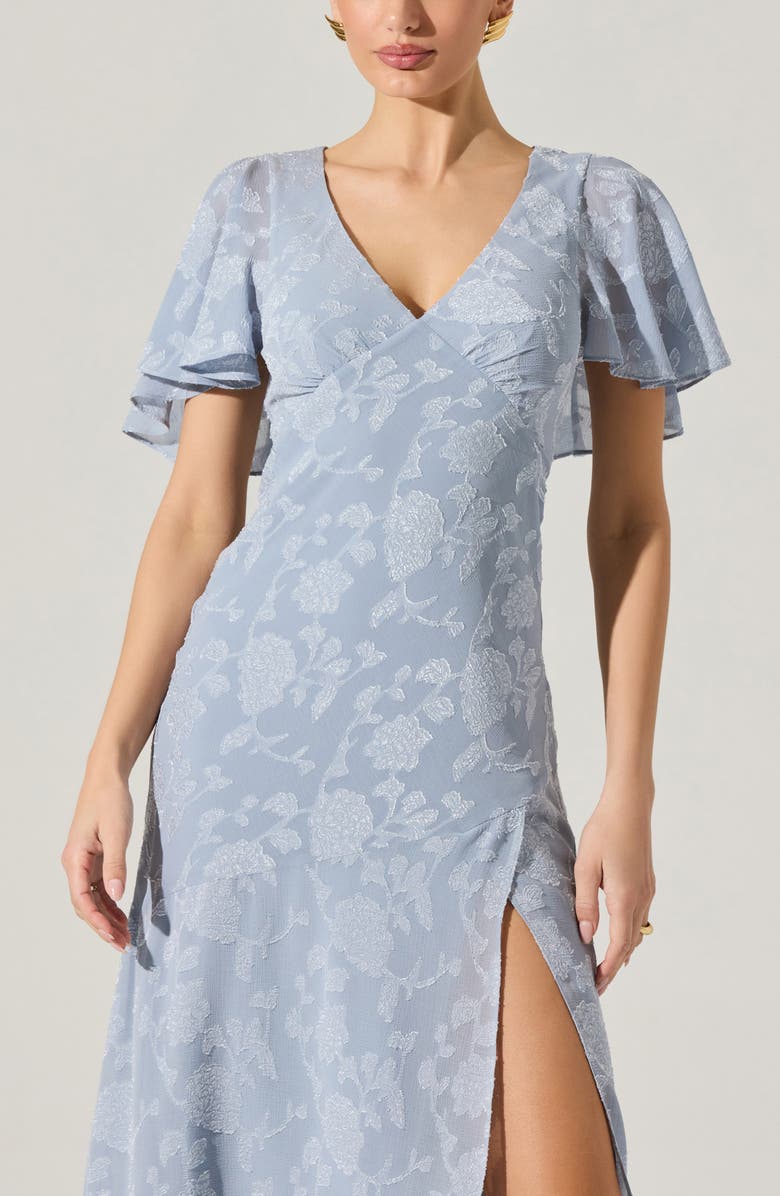 ASTR the Label Floral Flutter Sleeve Cutout Back Midi Dress, Alternate, color,