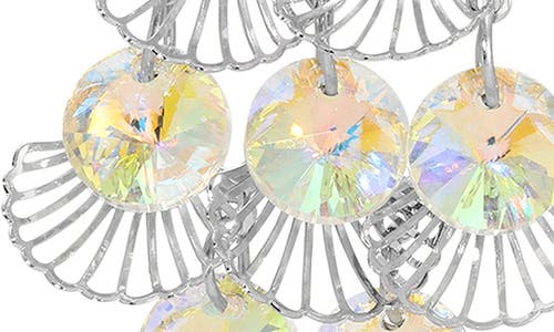 Eye Candy Los Angeles Lora Peacock Cz Chandelier Earrings In Silver/white Multi