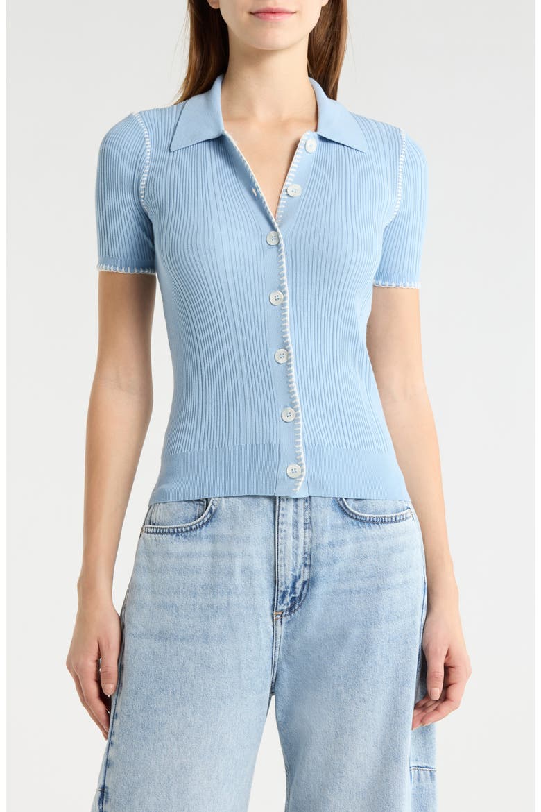Harper Whipstitch Detail Short Sleeve Cardigan (Women) | Nordstrom