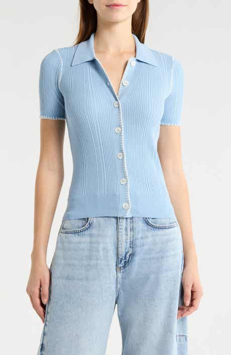Harper Whipstitch Detail Short Sleeve Cardigan