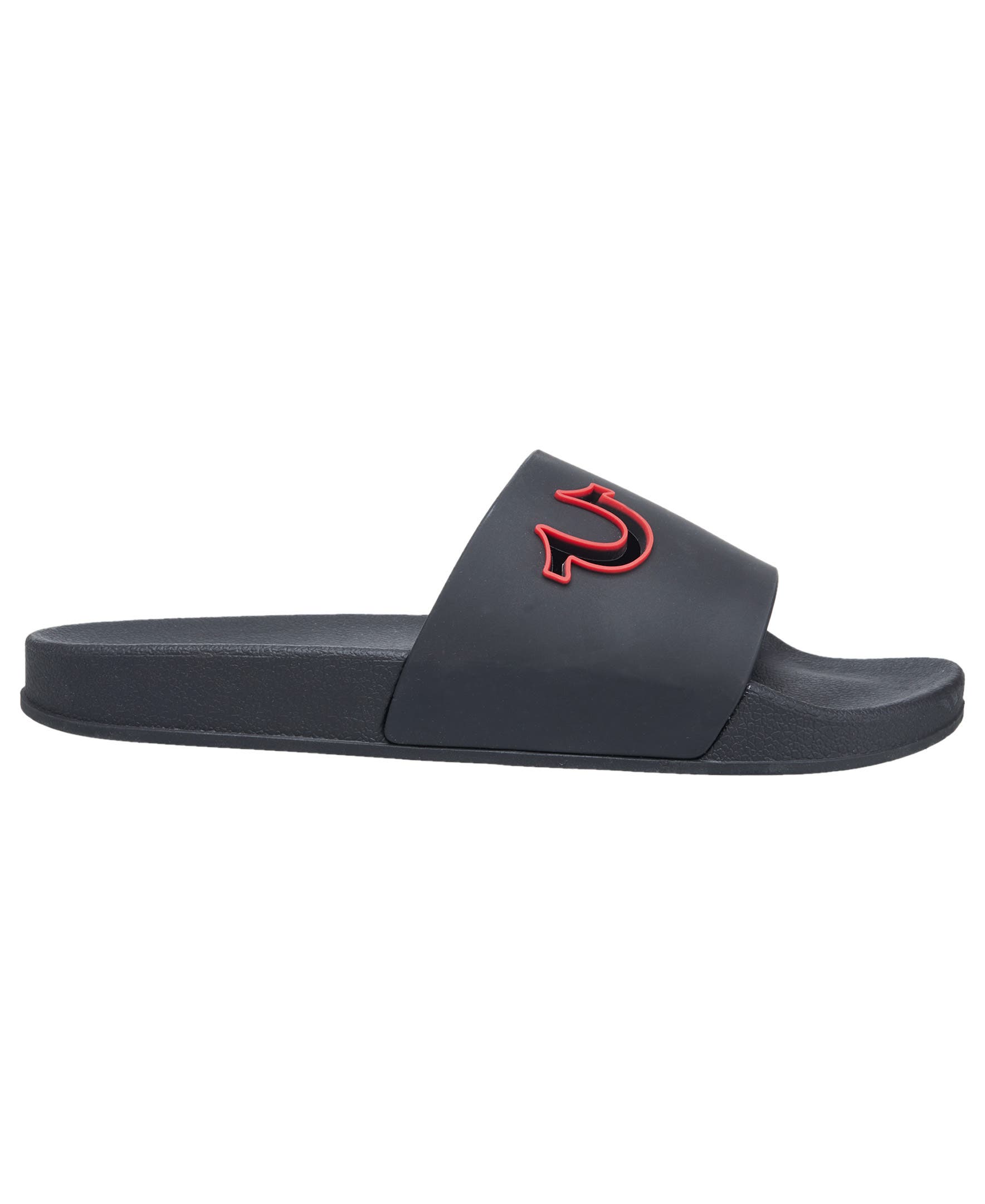 True Religion Russell Chopout Logo Slide, Alternate, color, Black