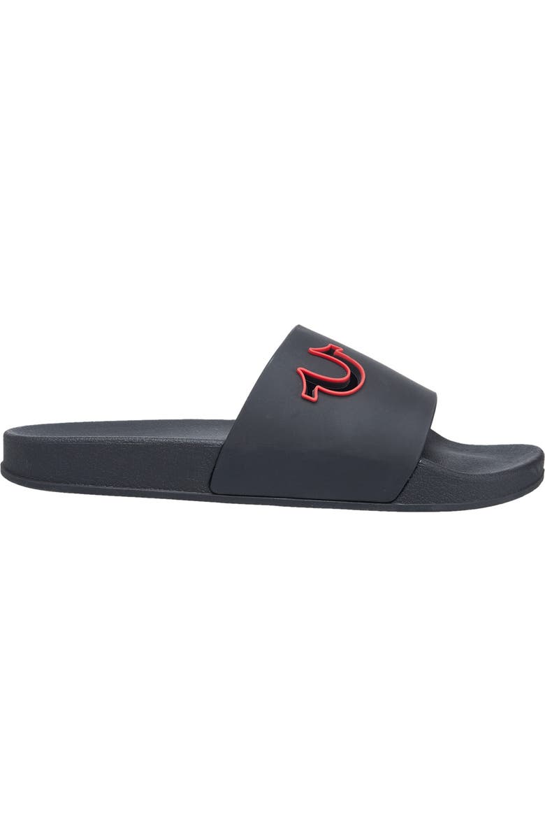 True Religion Russell Chopout Logo Slide, Alternate, color, Black