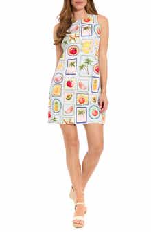 London Times Print Sateen Shift Dress