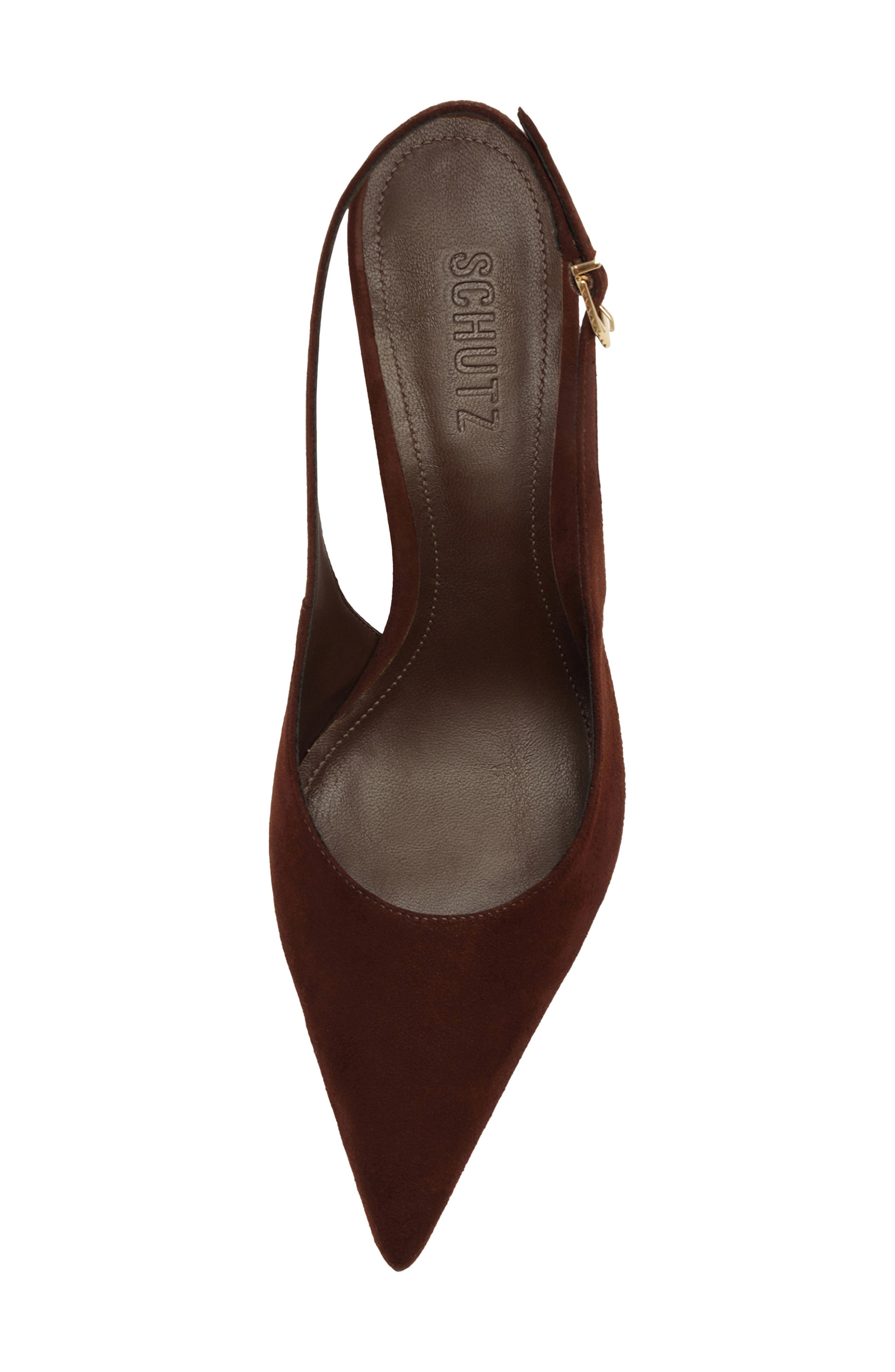 Schutz Alicia Pointed Toe Slingback Pump, Alternate, color, Root Brown
