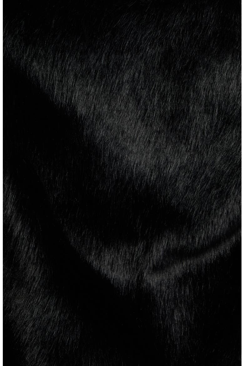 Long Faux Fur Coat, Alternate, color, BLACK