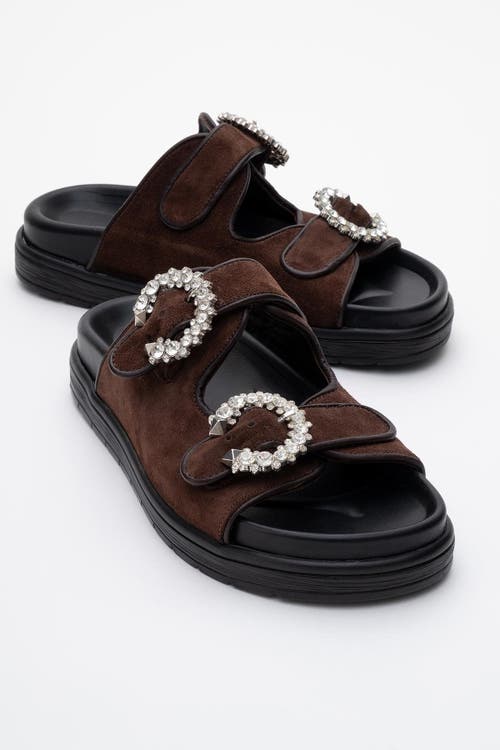 Forever & Always Shoes Morelia Suede Leather Slide Sandal