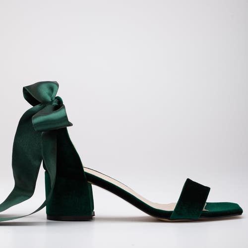 Forever & Always Shoes Women's Hera - Emerald Green Sandals With Ribbon In Emerald Green Velvet