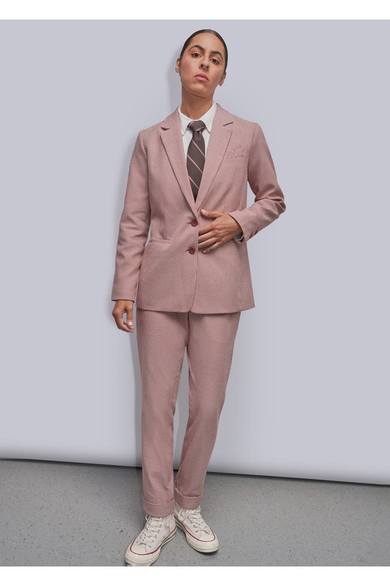The Empower Houndstooth Notch Lapel Blazer, Main, color, CINNAMON/OAT