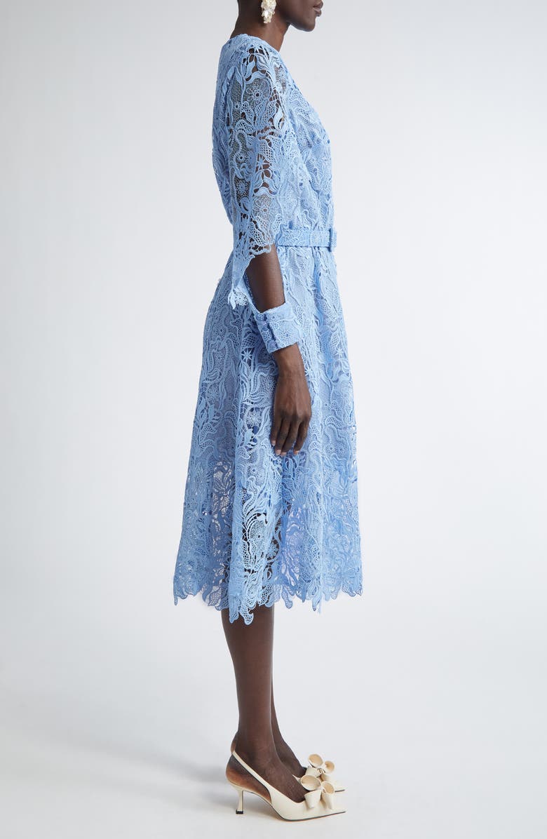 Oscar de la Renta Long Sleeve Bellflower Guipure Lace Dress, Alternate, color, 
