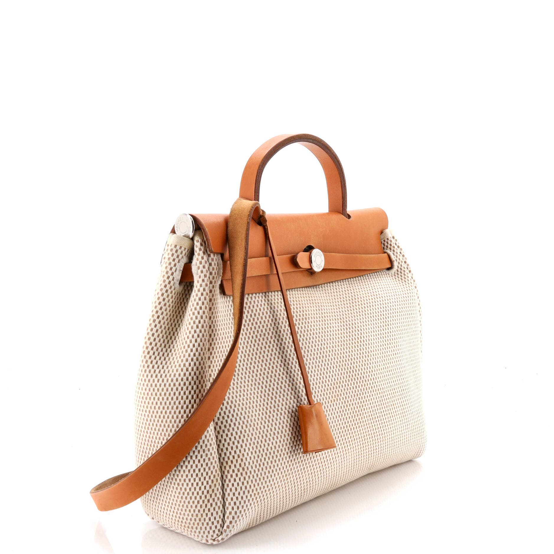 Pre-Owned Hermes Herbag Zip Criss Viking Toile and Leather 31, Alternate, color, Ecru