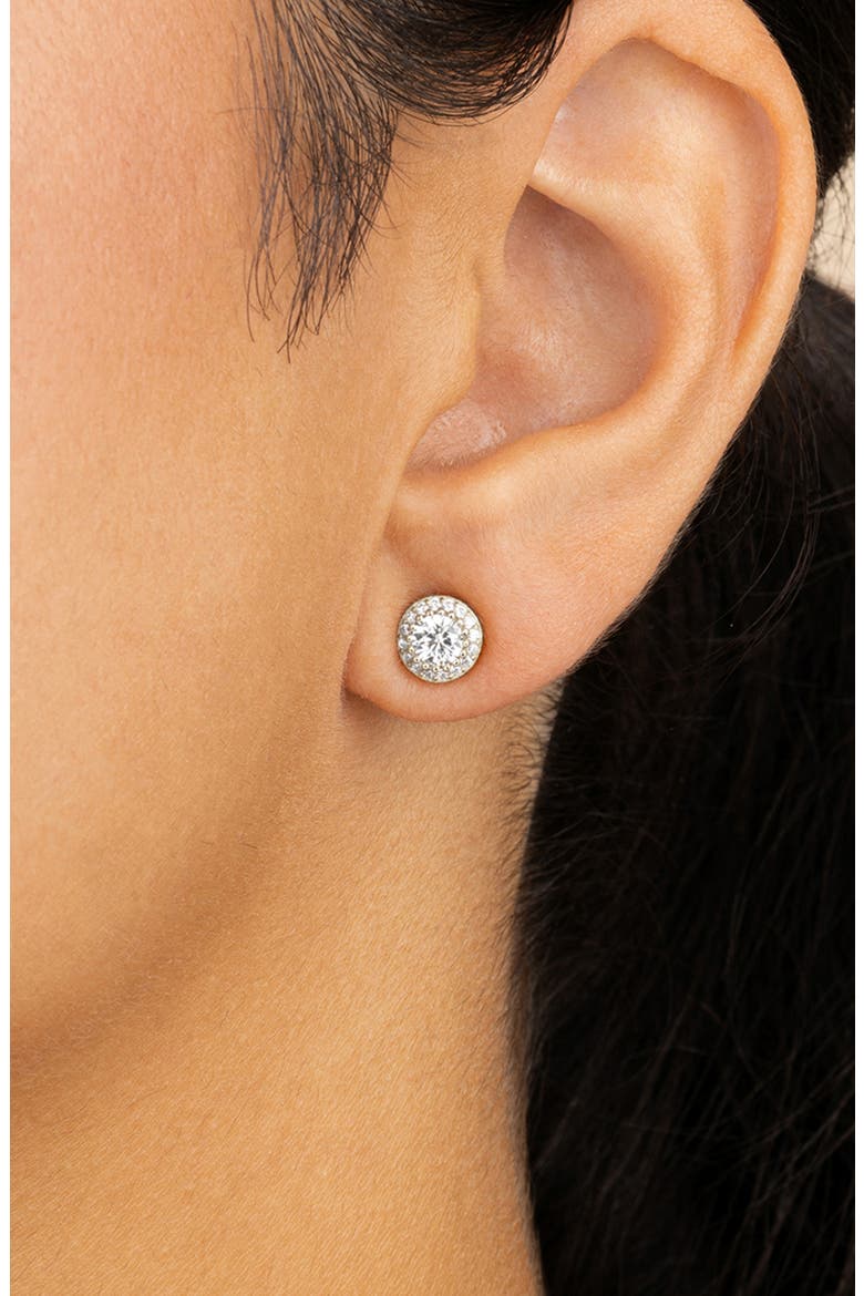 Round Cut Cubic Zirconia Stud Earrings, Alternate, color, SILVER