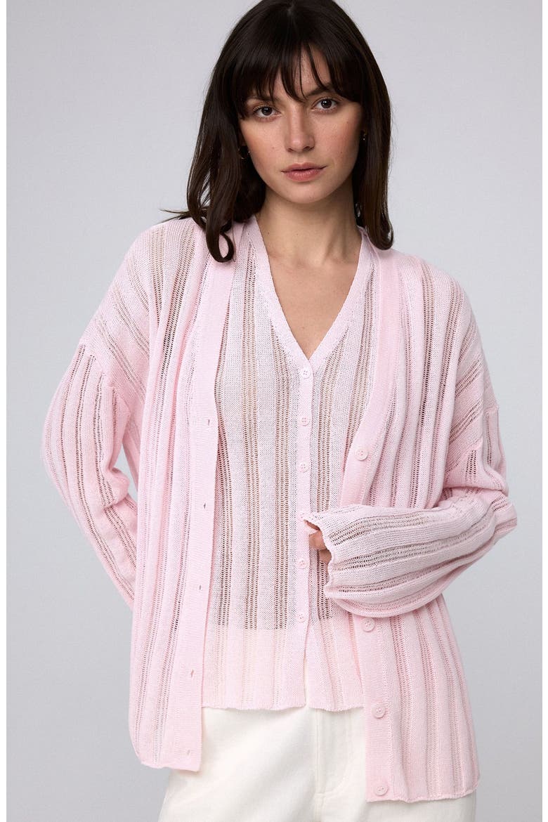 Sumire Open Knit Button Front Tank, Alternate, color, Light Pink