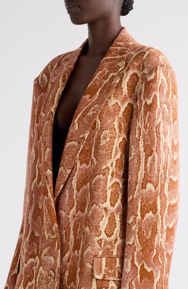 Dries Van Noten Basti Snakeskin Print Single Breasted Blazer, Alternate, color,