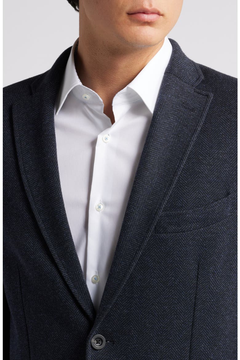Alfi Herringbone Knit Sport Coat, Alternate, color, NAVY