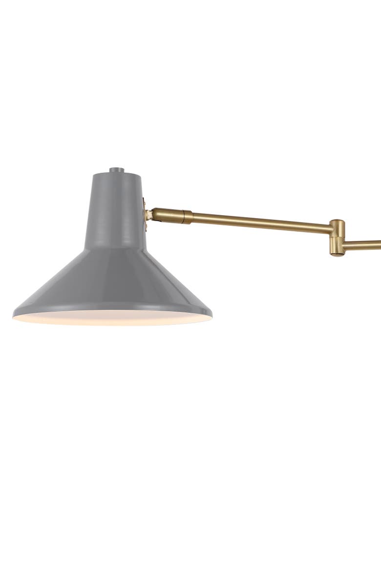 Hygge Swing Arm 1-Light Modern Midcentury Iron USB Charging Port LED Sconce, Alternate, color, Gray