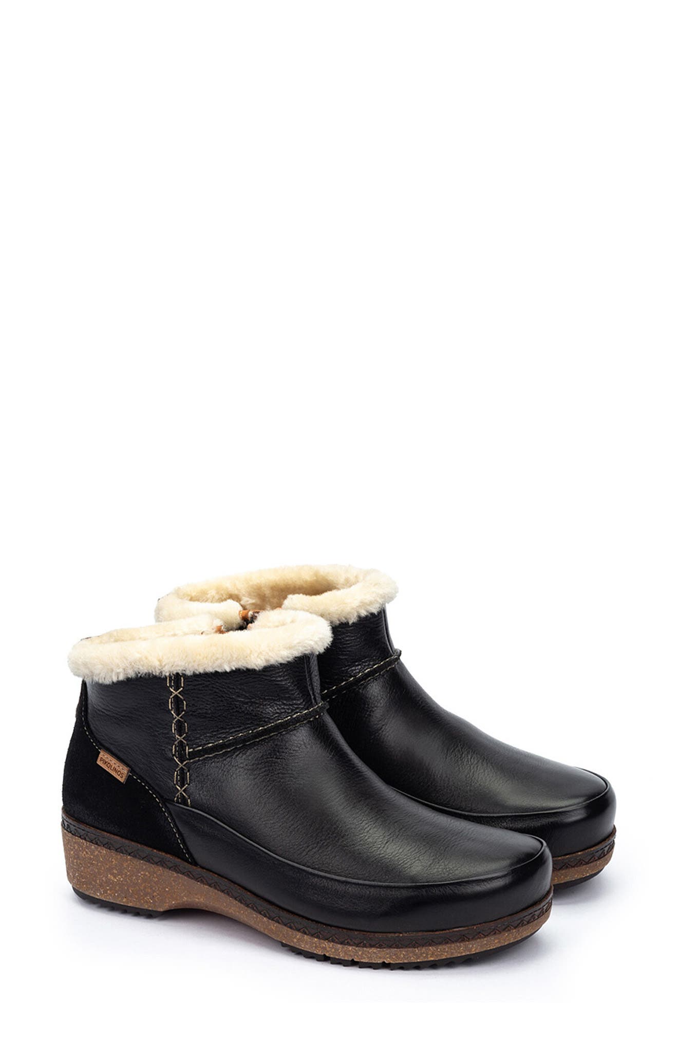 PIKOLINOS Granada Faux Fur Bootie, Main, color, Black
