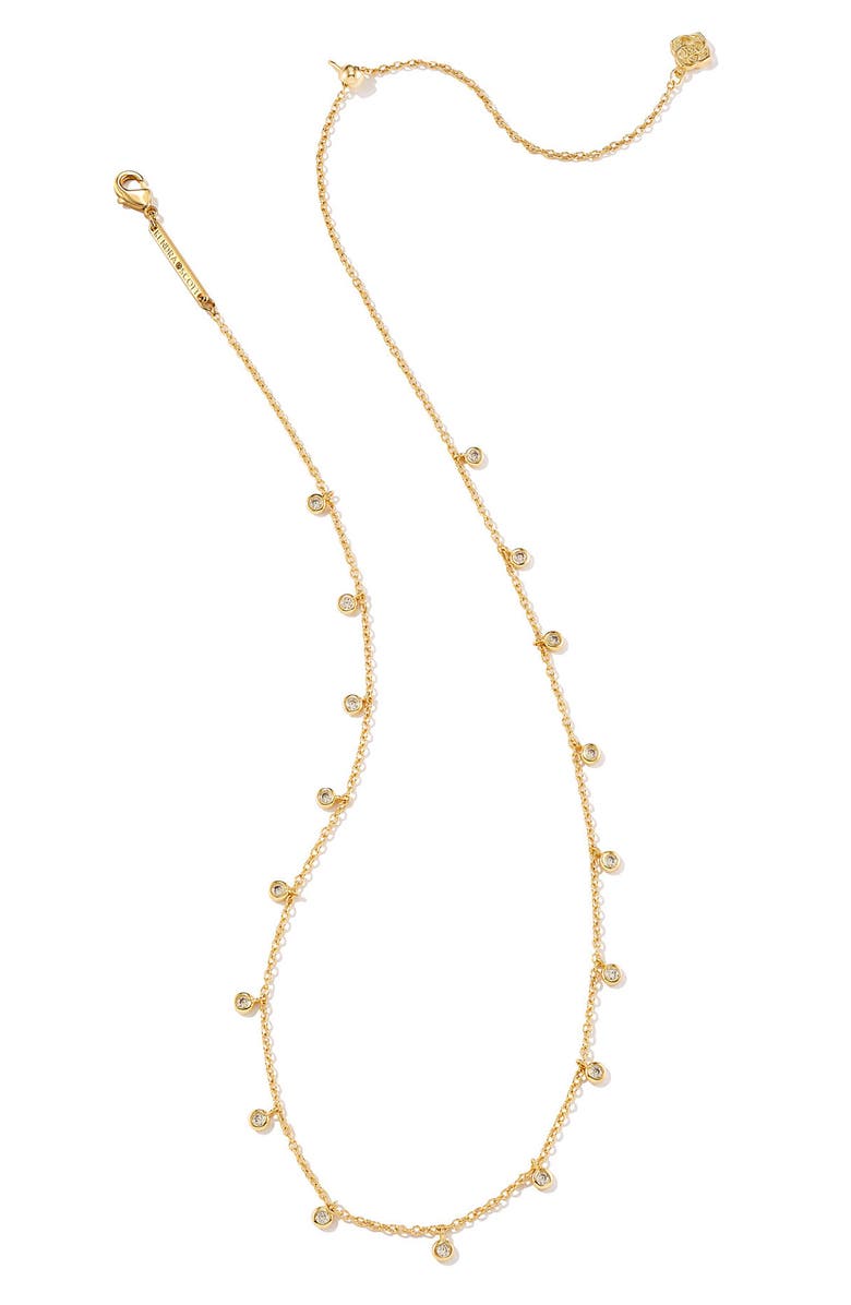 Kendra Scott Amelia Cubic Zirconia Station Necklace & Cross Pendant Necklace Gift Set, Alternate, color, Gold White Crystal