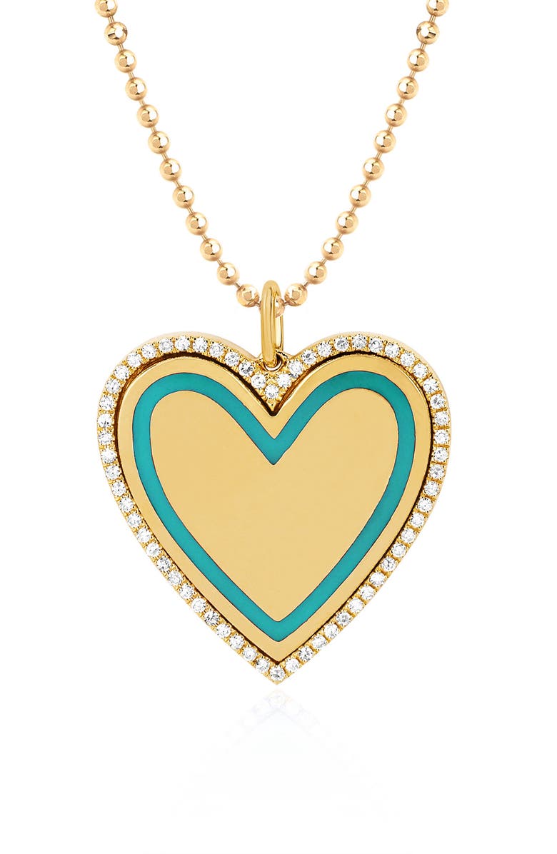 EF Collection Diamond Heart Pendant Necklace, Main, color, 