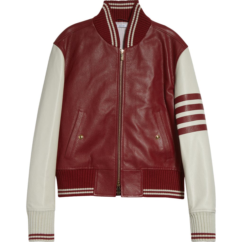 Thom Browne 4-bar Leather Varsity Jacket