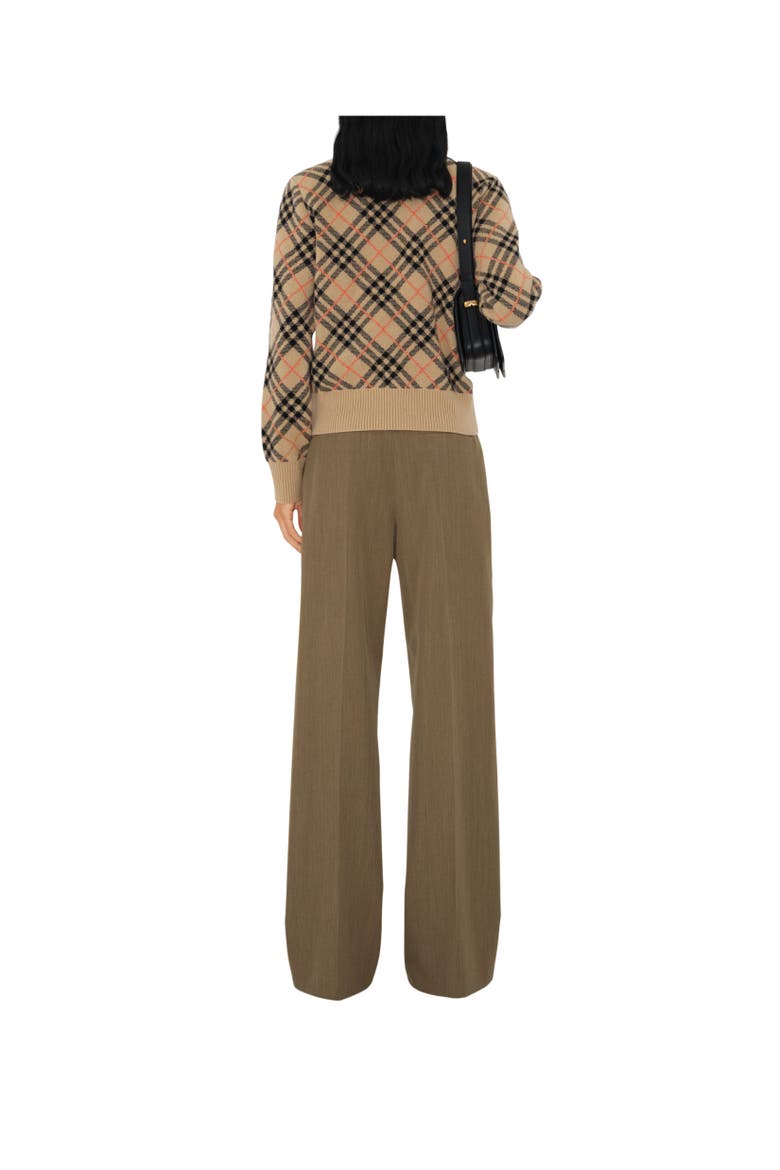 Check Cashmere Bomber Jacket, Alternate, color, Sand
