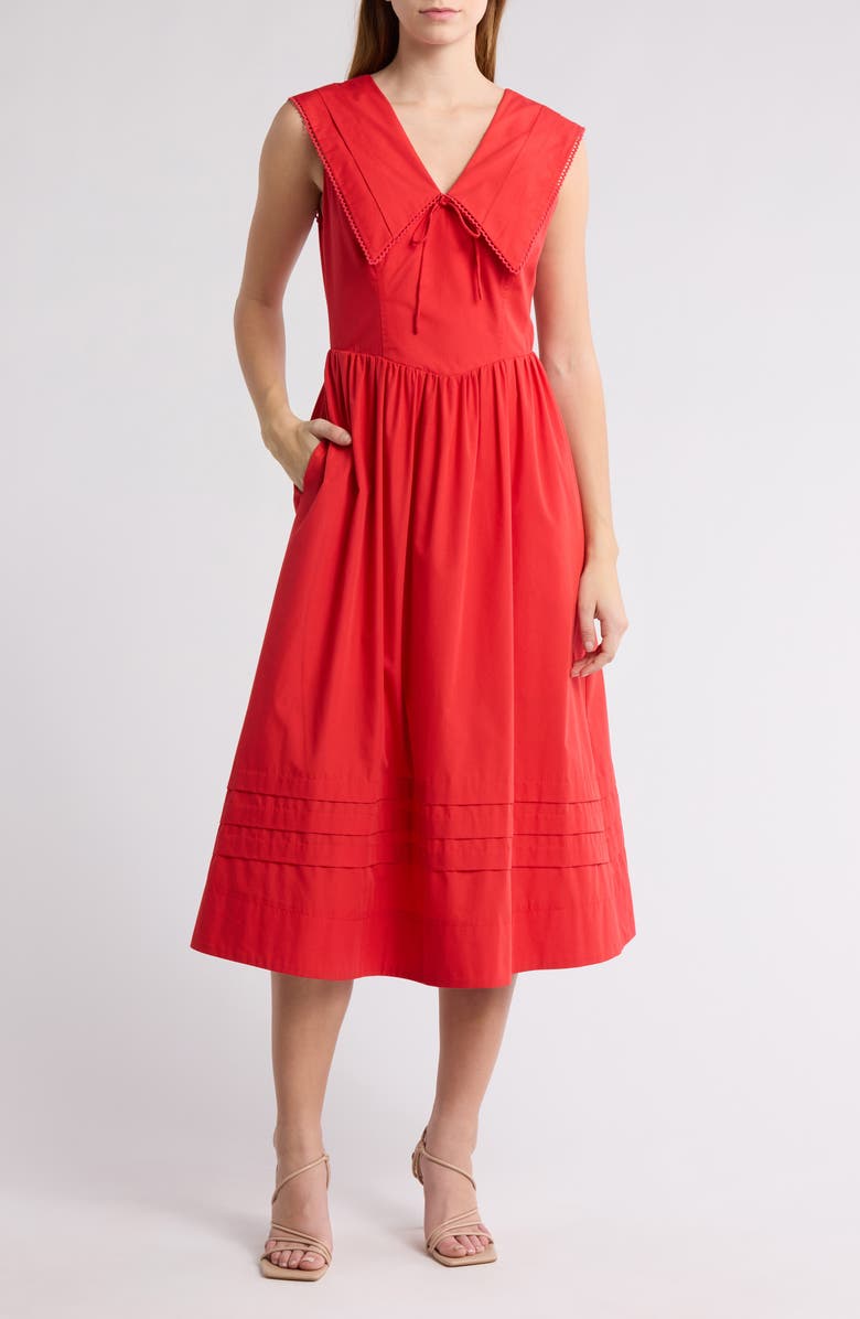 Mila Mae Oversize Collared Dress, Main, color, Red