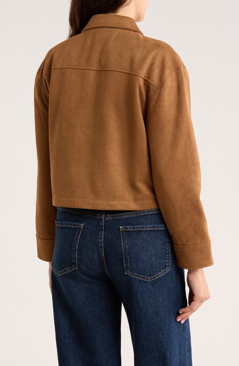 Ellen Tracy Crop Faux Suede Jacket, Alternate, color, Cognac