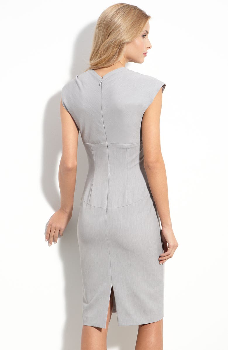 Black Halo Stretch Gabardine Sheath Dress with Bow Detail, Alternate, color,