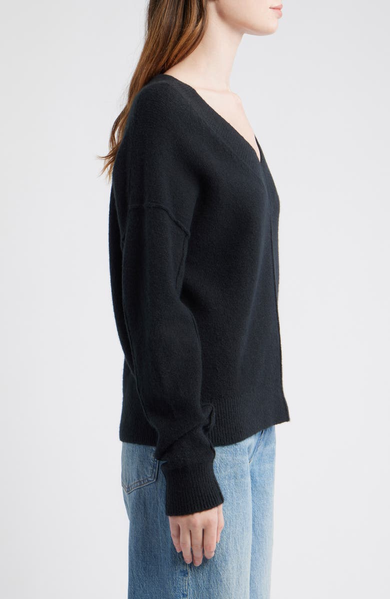 Madewell Calina Deep V-Neck Sweater, Alternate, color, True Black