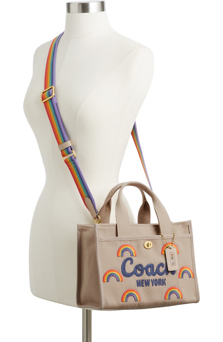 COACH Embroidered Rainbow Cotton Canvas Cargo Tote, Alternate, color, Dark Natural