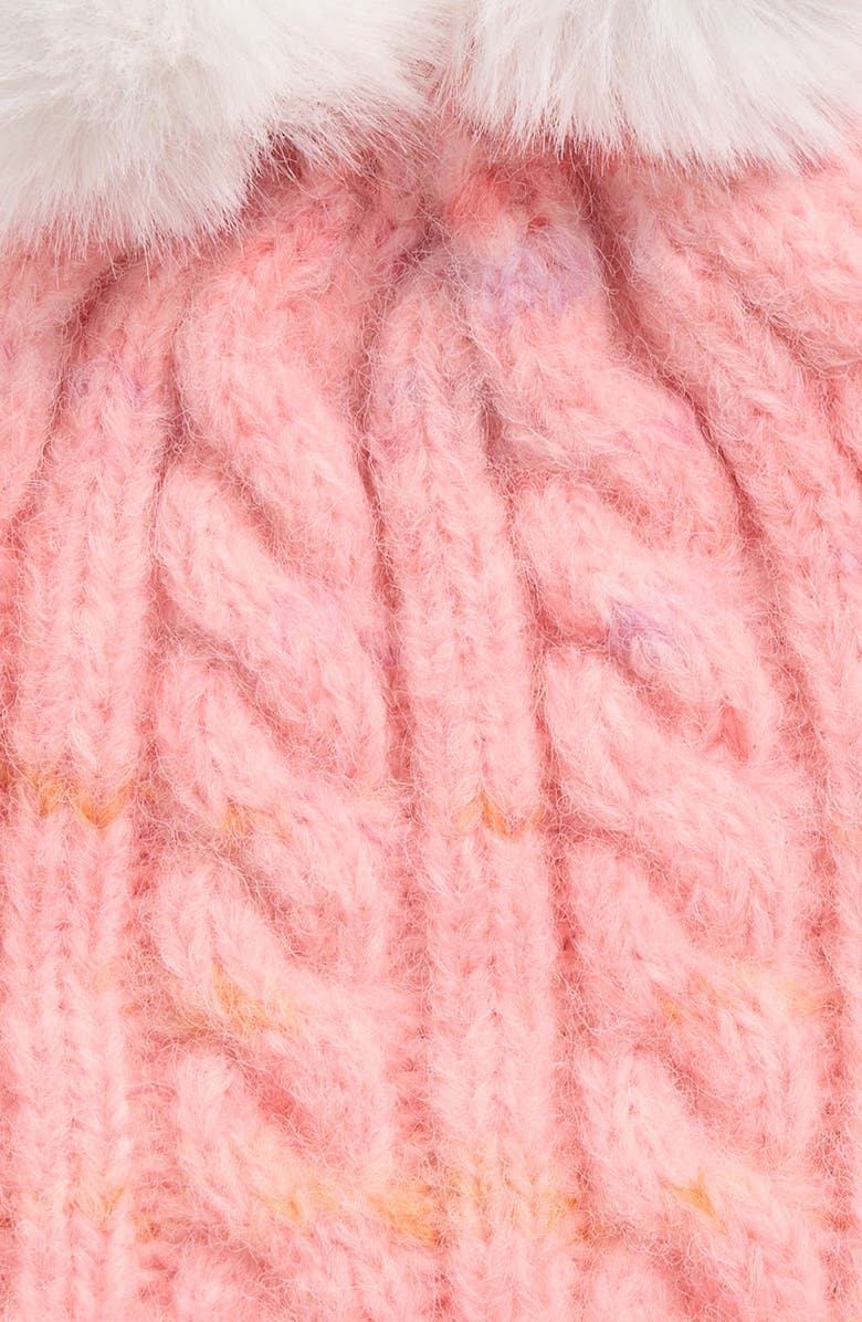 Ruby & Ry Braided Beanie with Double Pompom, Alternate, color, Coral Multi
