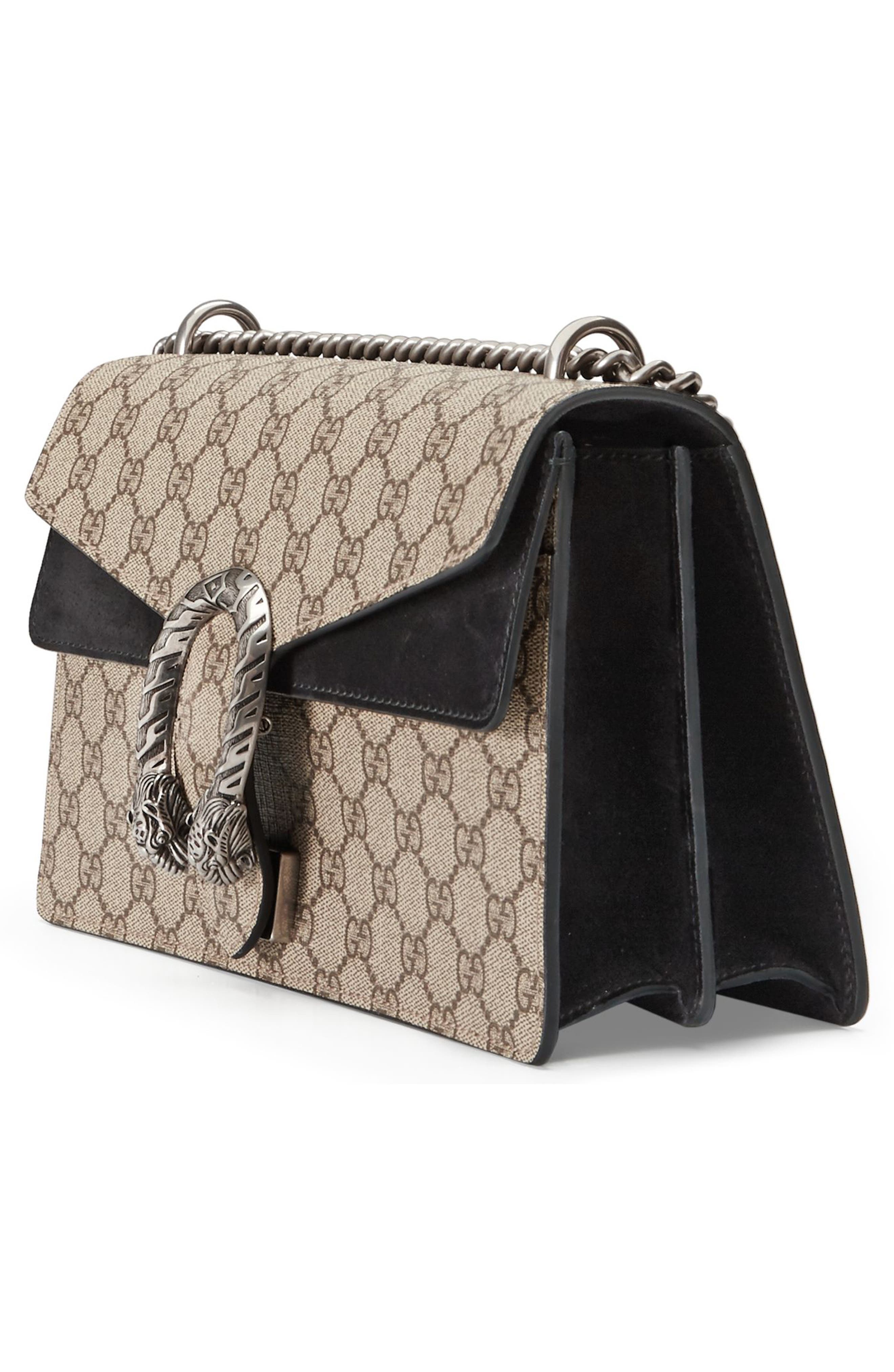 Gucci Small Canvas & Suede Shoulder Bag, Alternate, color, 