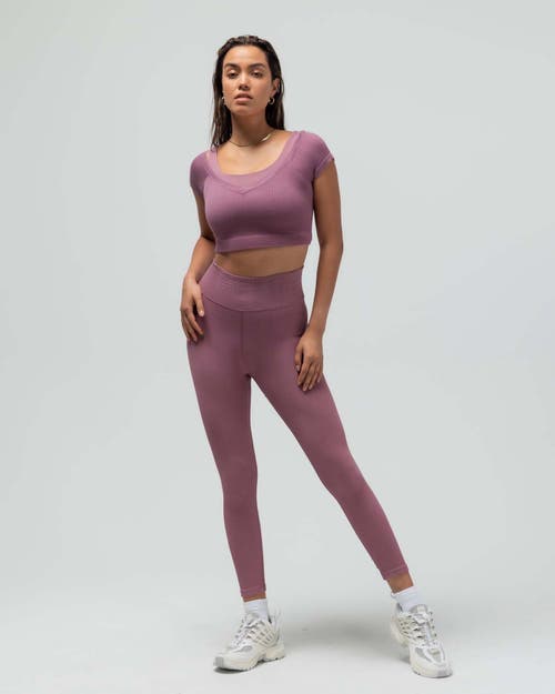 Reformer Ribbed Cap Sleeve Crop Top In Purple