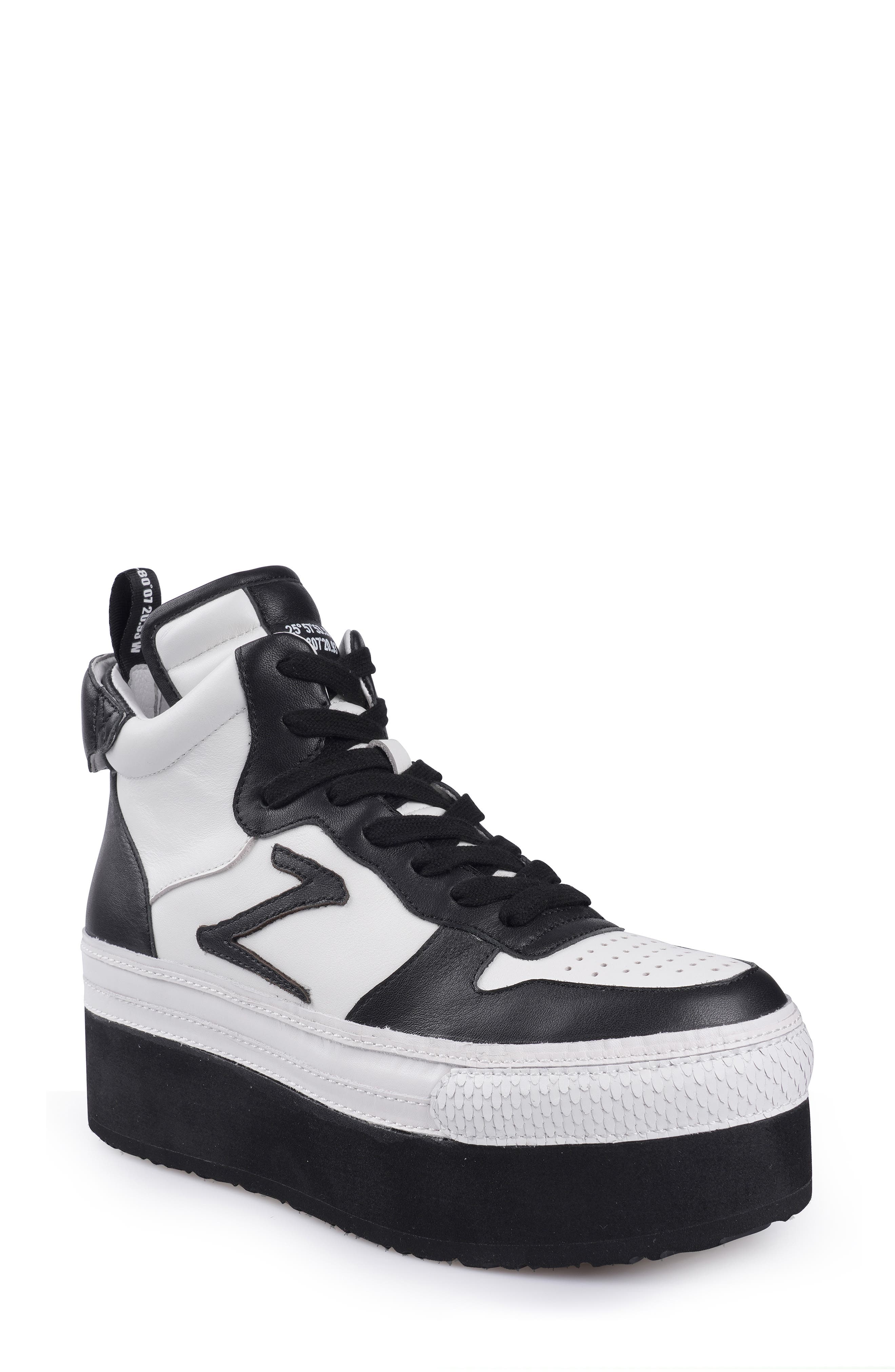 ZIGI Bruce Platform Sneaker, Main, color, Black White Leather