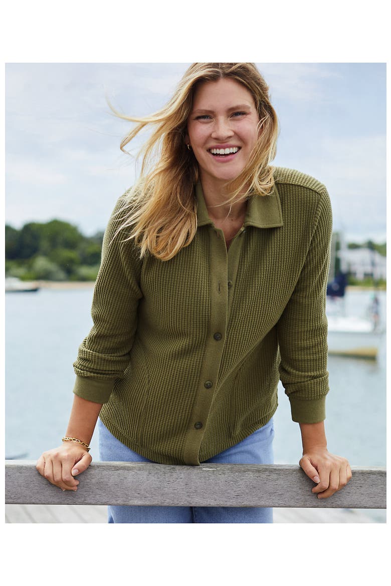 Waffle Relaxed Long Sleeve Shirt Jacket, Alternate, color, Olive Drab