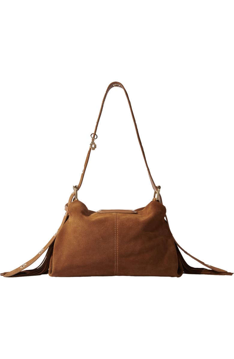 maje Suede Miss M bag, Alternate, color, Camel