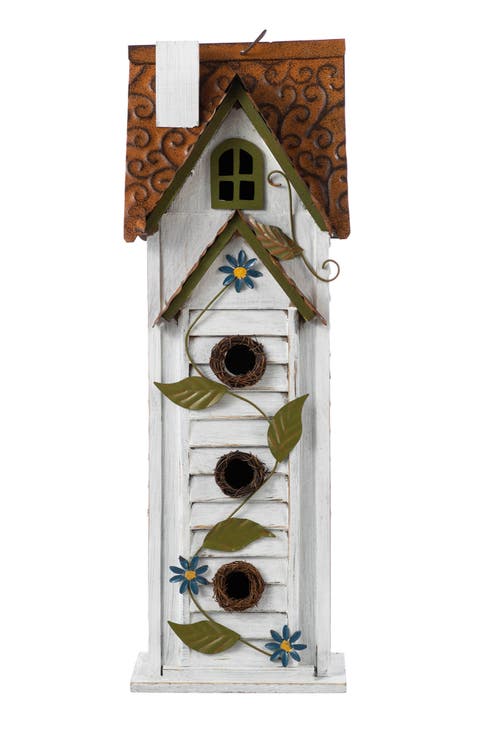 24.25"H Oversized 3-Tiered Solid Wood Villa Decorative Outdoor Garden Birdhouse