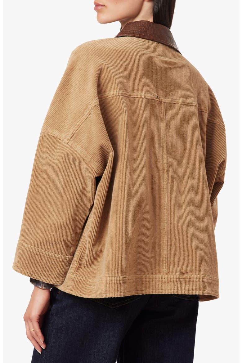 Oversized Croc Embossed Trim Corduroy Jacket, Alternate, color, FAWN