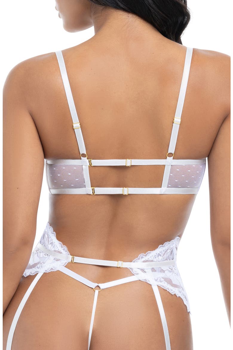 Portia Lace Underwire Bra, Garter Belt & G-String Set, Alternate, color, WHITE