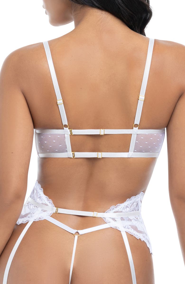 Oh La La Cheri Portia Lace Underwire Bra, Garter Belt & G-String Set, Alternate, color, White