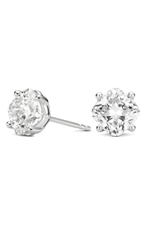 Lightbox 4-carat Cushion Cut Lab Grown Diamond Stud Earrings In White Gold
