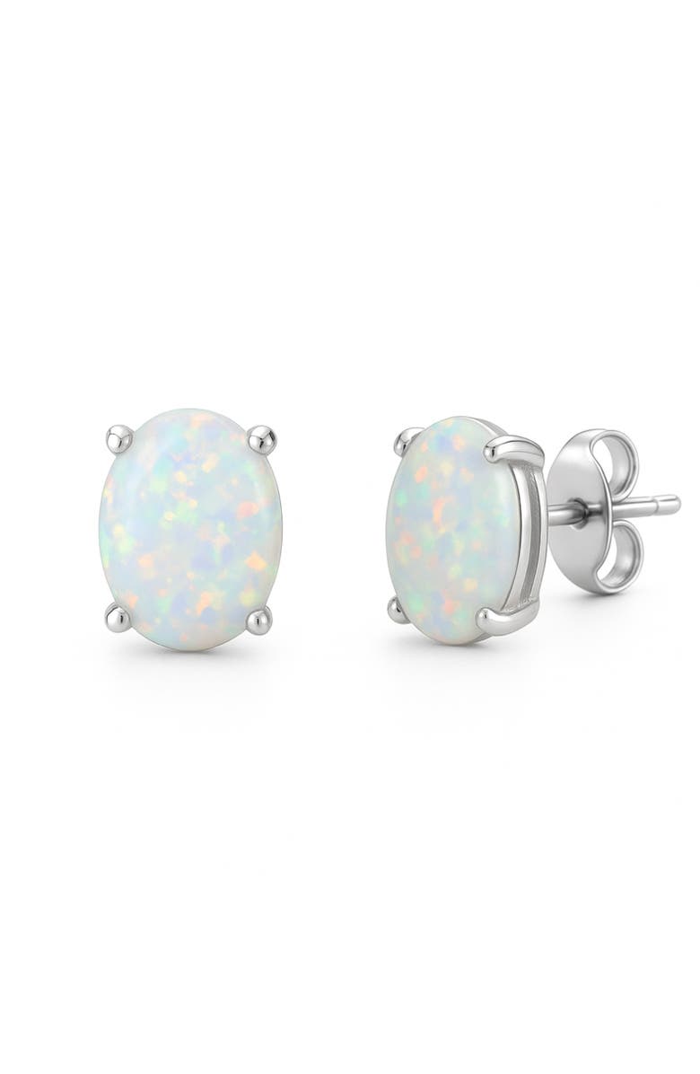 Donatello Gian Sterling Silver Oval Opal Studs, Main, color, Silver