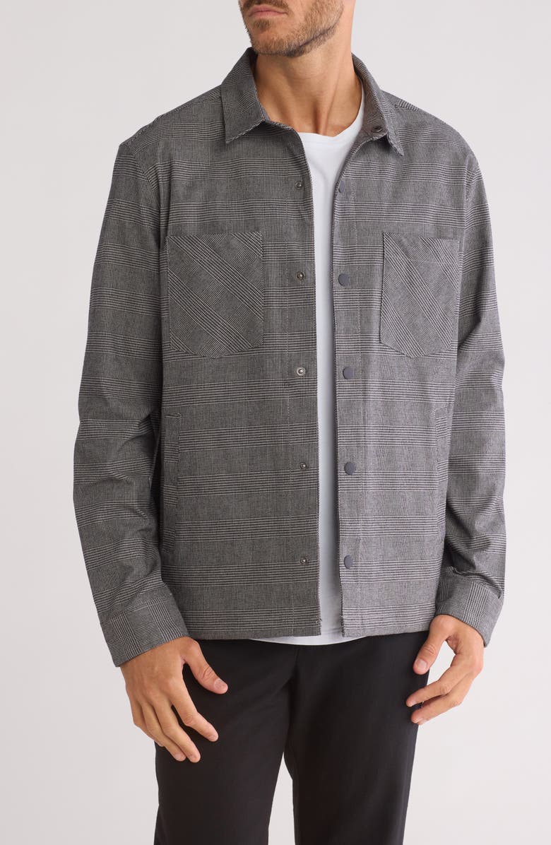 Ben Sherman Glen Plaid Shacket, Main, color, Charcoal