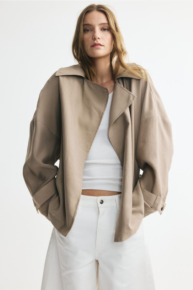 Short Lyocell-Blend Trench Coat, Main, color, Beige