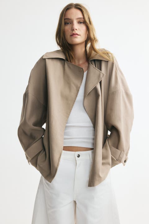Short Lyocell-Blend Trench Coat
