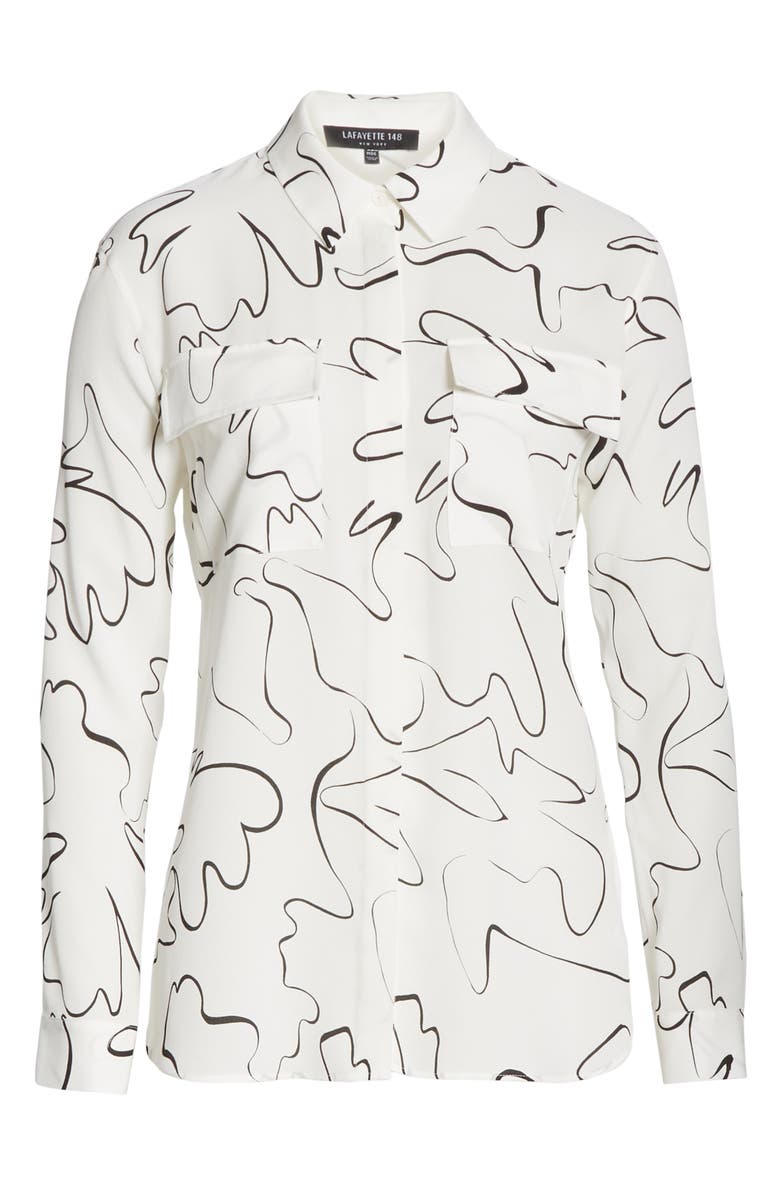 Lafayette 148 New York Zora Scribble Print Silk Blouse, Alternate, color,