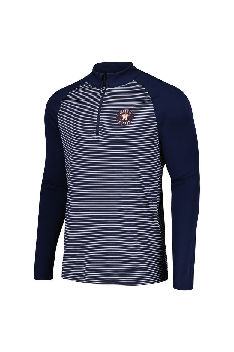 Men's Levelwear Navy Houston Astros Charter Striped Raglan Quarter-Zip Top, Alternate, color, Navy