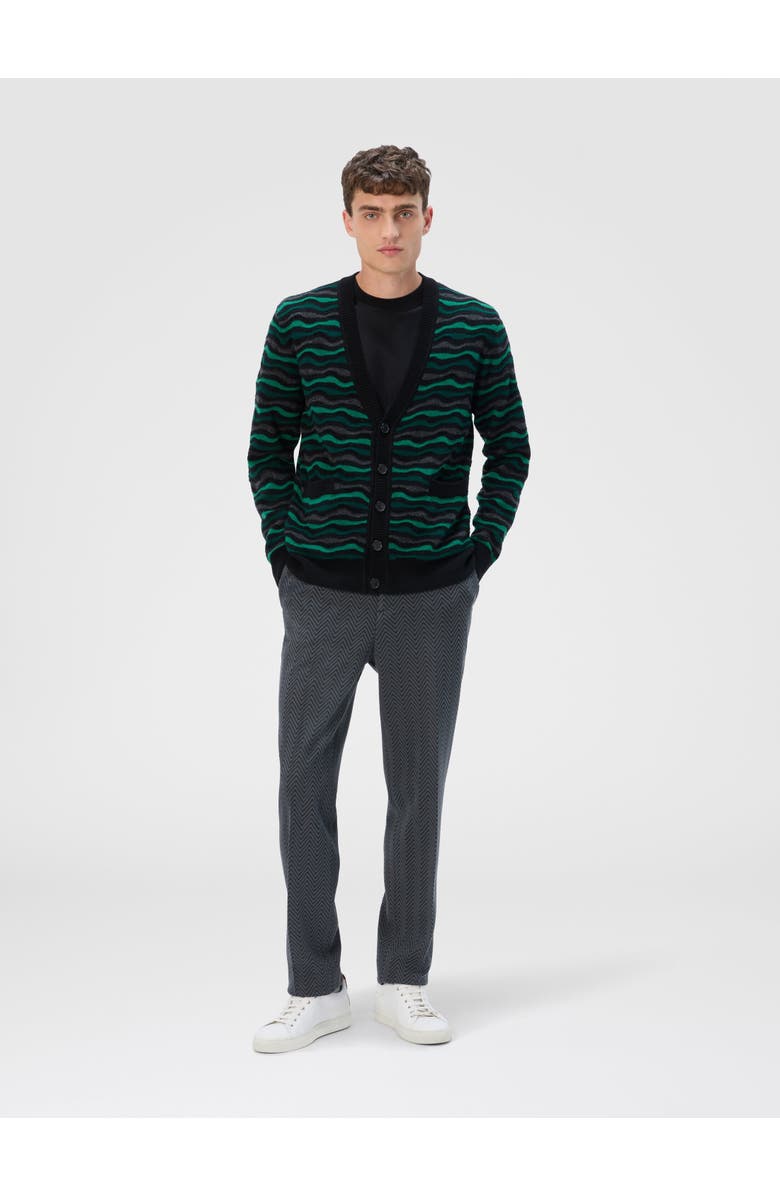 Missoni Cardigan In Pure Wool With Wave Stitch, Alternate, color, Green