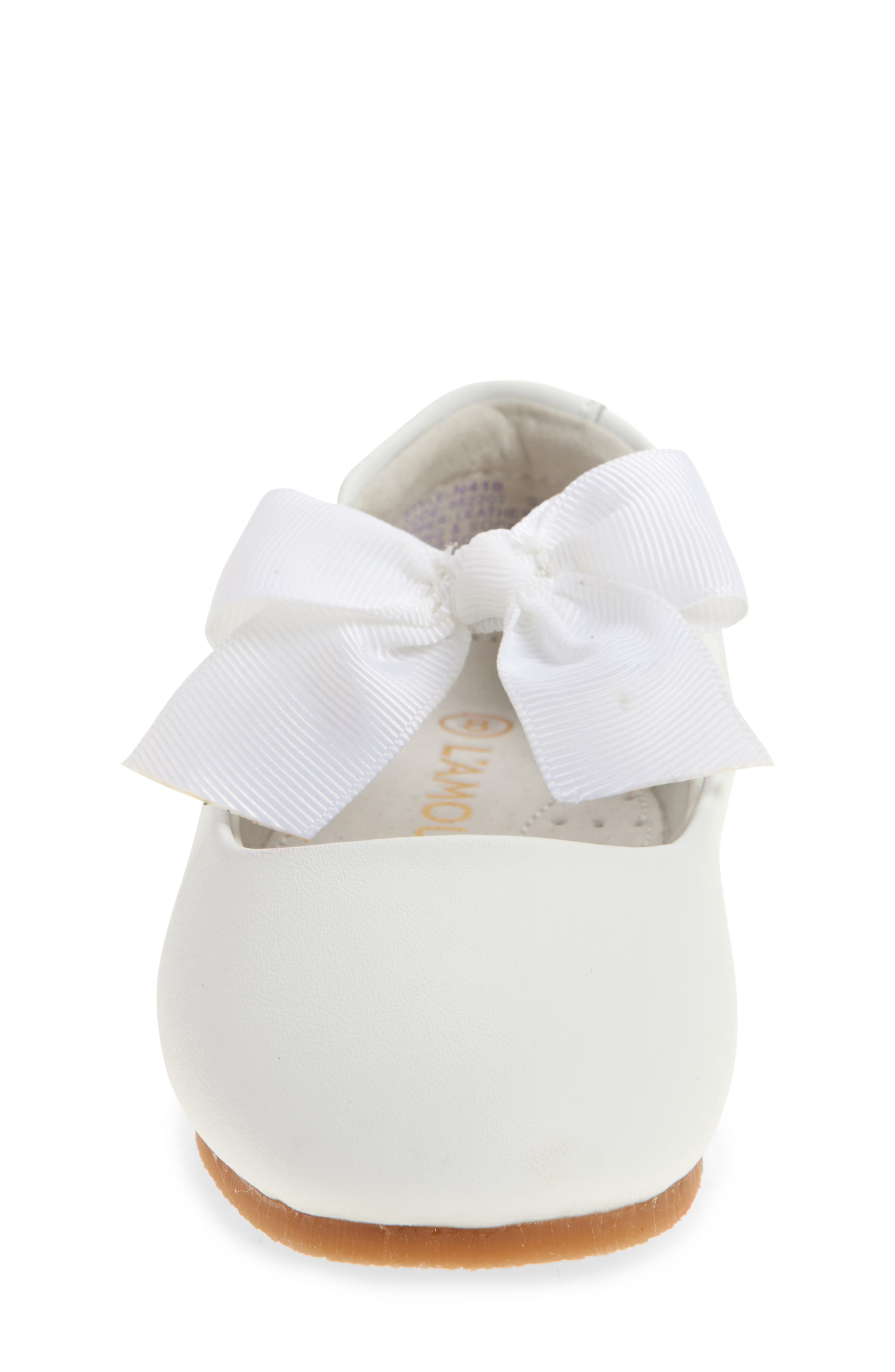 L'AMOUR Kids' Pauline Bow Mary Jane Flat, Alternate, color, White